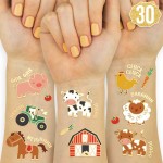 xo, Fetti Farm Party Supplies Temporary Tattoos - 30 Glitter Styles | Barnyard Animals, Petting Zoo, Cow, Horse, Tractor Trailer, Sheep