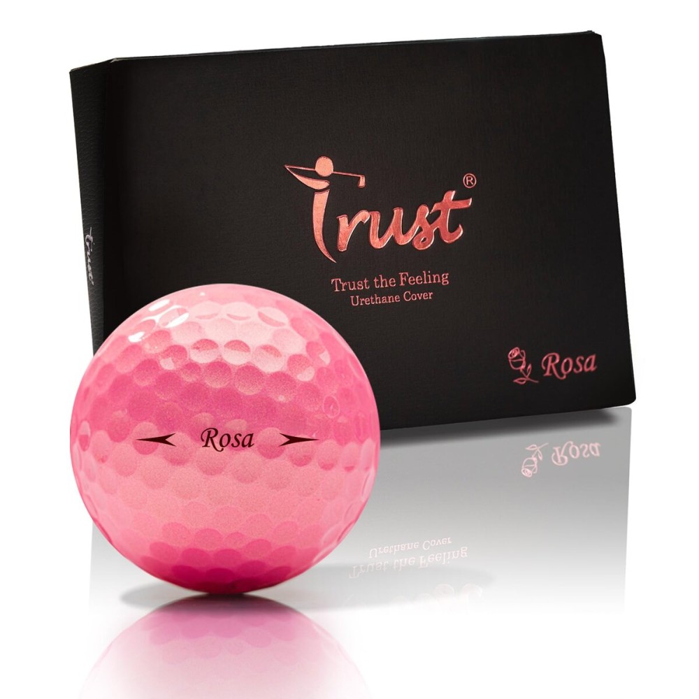 Trust Rosa Golden Pink Golf Ball, Urethane Covered, 3 Piece Golf Ball, Soft & Elasticity Feel, Green Side Control with Distance, Best for Female Golfers (12 Balls)