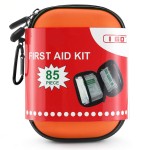 I GO 85 Pieces Hard Shell Mini Compact First Aid Kit, Small Personal Emergency Survival Kit for Travel Hiking Camping Backpacking Hunting Marine Car, Orange