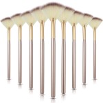 9 Pieces Facial Fan Mask Brushes, Soft Facial Applicator Brushes Tools for Peel Glycolic Makeup for Mud Cream(Champagne)