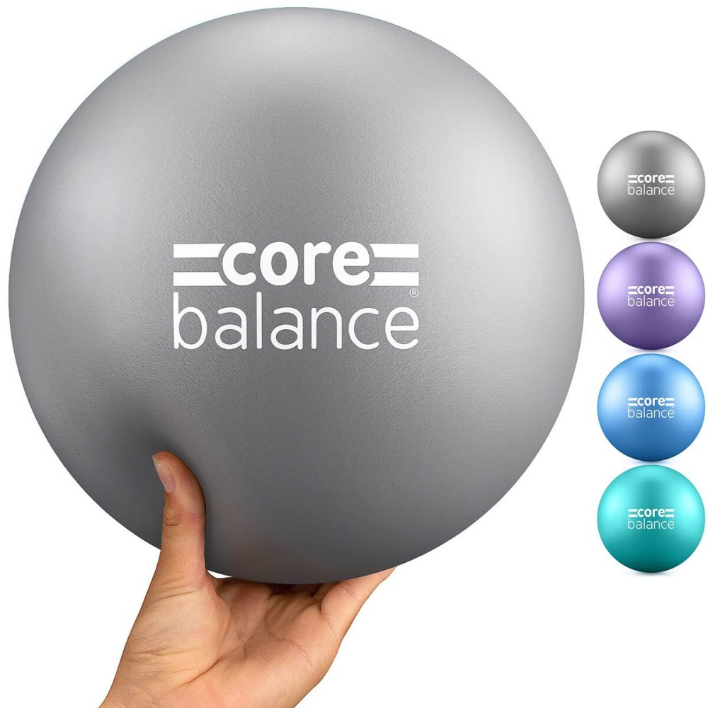 Core Balance 9 Inch Anti Burst Pilates Ball, Mini Exercise Ball for Yoga, Barre, Stretching and Core Stability Workout (Grey)