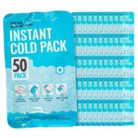 ICEWRAPS 4x7 Instant Cold Pack - Bulk Box of 50 | Cold Compress Instant Ice Pack for Emergency | Disposable Ice Packs for Injuries | Instant Breakable Ice Packs for First Aid and Sports