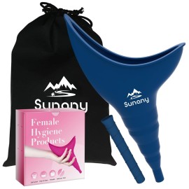 Sunany Female Urination Device, Reusable Female Urinal Silicone Women Pee Funnel Allows Women to Pee Standing Up, Portable Womens Urinal is The Perfect Companion for Camping,Outdoor,TravelBlue