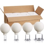 BBTO 4 Pieces Glass Cupping Set Glass Silicone Cupping Cups Massage Vacuum Suction Cupping Cups for Body Face Leg Arm Back Shoulder Muscle and Joint Pain (White)