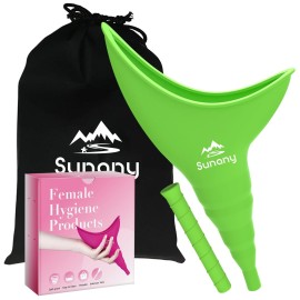 Sunany Female Urination Device, Reusable Female Urinal Silicone Women Pee Funnel Allows Women to Pee Standing Up, Portable Womens Urinal is The Perfect Companion for Camping,Outdoor,TravelGreen