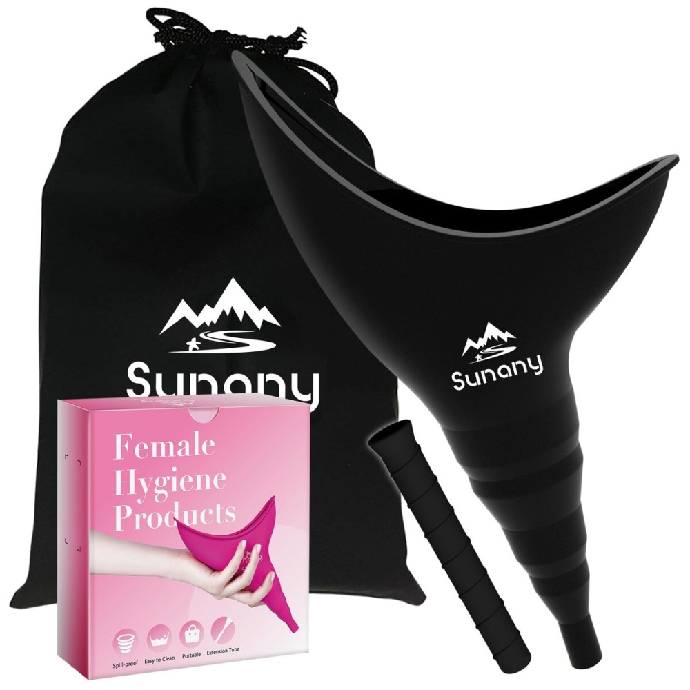 Sunany Female Urination Device, Reusable Female Urinal Silicone Women Pee Funnel Allows Women to Pee Standing Up, The Perfect Companion for Camping,Outdoor,TravelFuchsia (Black)