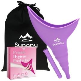 Sunany Female Urination Device, Reusable Female Urinal Silicone Women Pee Funnel Allows Women to Pee Standing Up, The Perfect Companion for Camping,Outdoor,TravelFuchsia (Light Purple)