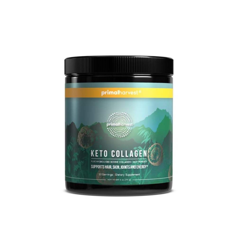 Primal Harvest Keto Collagen Powder with MCT Oil Hydrolyzed Collagen Peptides 10 oz Unflavored Paleo & Keto Friendly Protein Supplement