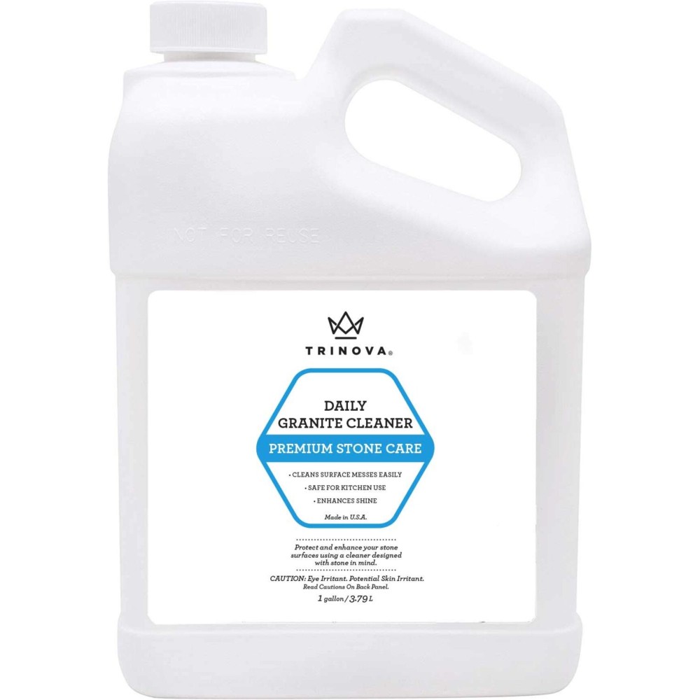 TriNova Granite Cleaner & Polish Gallon Refill for Daily Use - Made in USA, Enhances Shine, Streak-less - for Counter-tops, Marble, Stone, Bathroom Tile Kitchen, & Islands - 128 fl oz