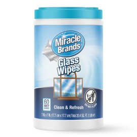 MiracleWipes for Glass, Disposable and Streak Free Cleaning Wipes for Mirrors, Windows, Kitchen, Home, and Auto- 60 Count
