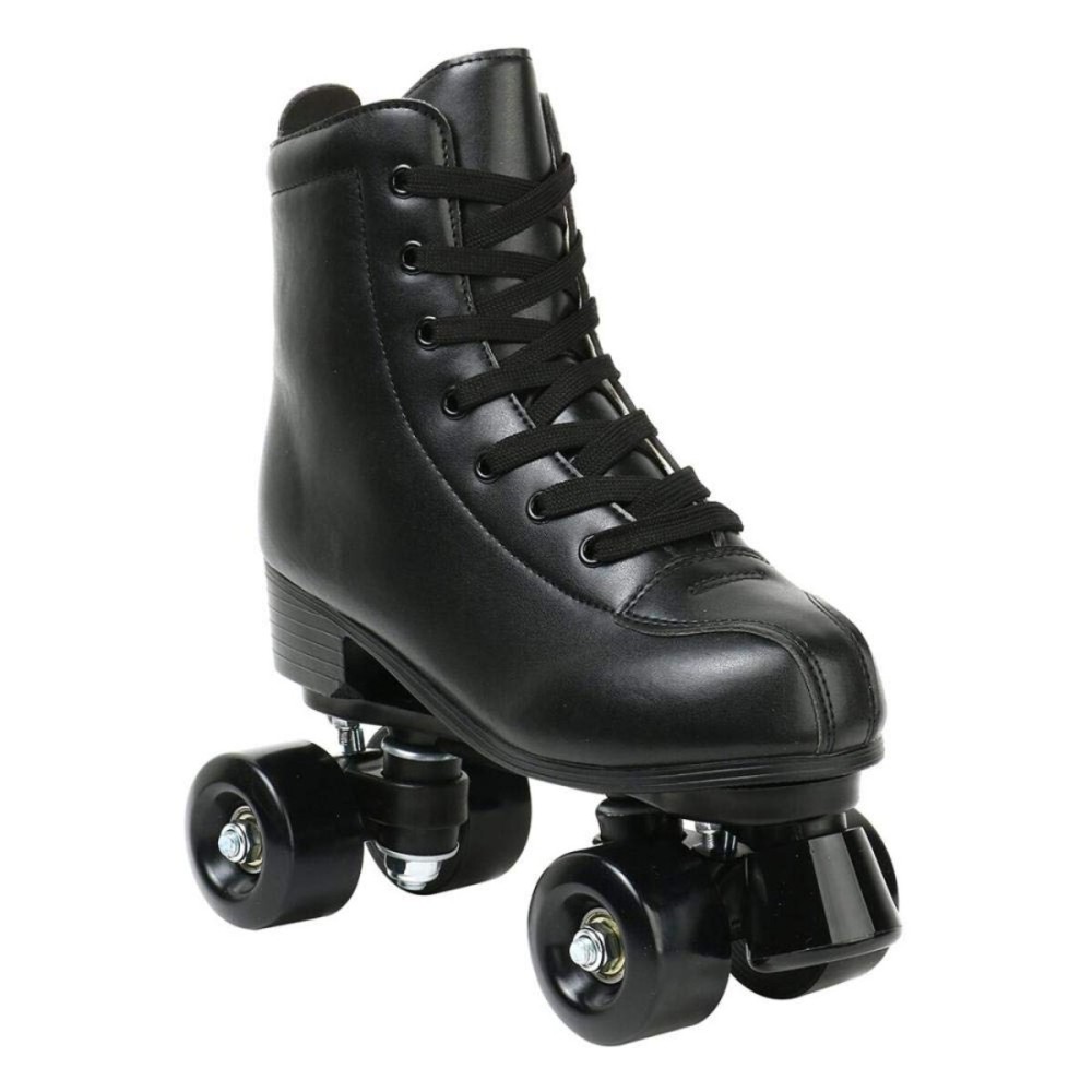 Womens Roller Skates Light Up Wheels, Artificial Leather Adjustable Double Row 4 Wheels Roller Skates Shiny Skates for Teens,Adult (Black Wheel,40-US: 8.5)
