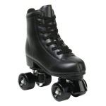 Womens Roller Skates Light Up Wheels, Artificial Leather Adjustable Double Row 4 Wheels Roller Skates Shiny Skates for Teens,Adult (Black Wheel,40-US: 8.5)