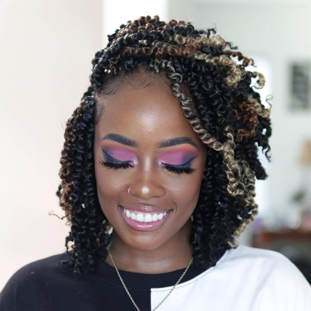 TOYOTRESS Tiana Passion Twist Hair - 8 inch 2 Pcs Pre-twisted Crochet Braids Ombre Brown, Synthetic Braiding Hair Extensions (8 Inch, T30)