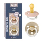 BIBS Pacifiers Colour Collection | Natural Rubber Baby Pacifier | Set of 2 BPA-Free Soothers | Made in Denmark | 6+ Months (Pack of 2) | Blush Night/Vanilla Night