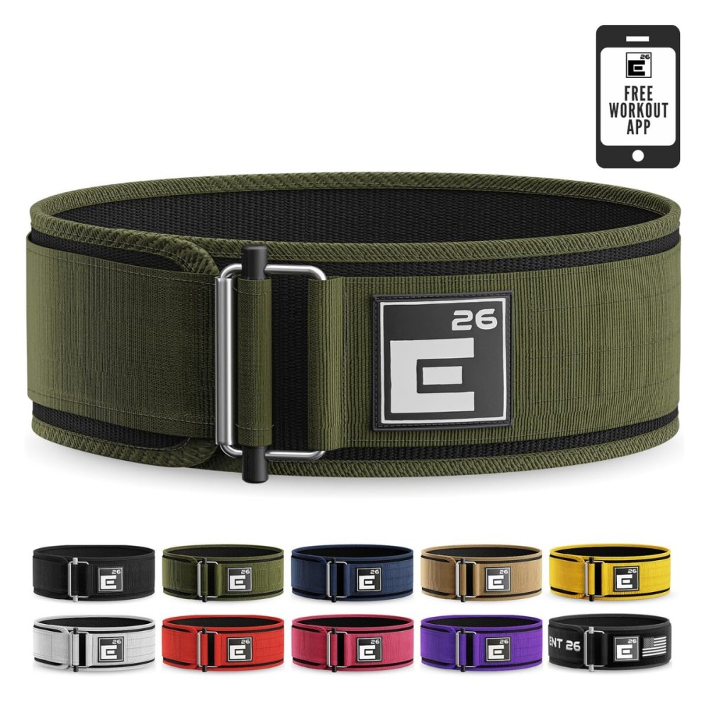 Self-Locking Weight Lifting Belt - Premium Weightlifting Belt for Serious Functional Fitness, Weight Lifting, and Olympic Lifting Athletes - Lifting Belt for Men and Women (Large, Green)