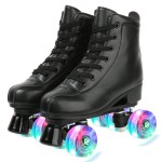 XUDREZ Double Row Skates - Adjustable Leather High-top Roller Skates, Perfect Indoor & Outdoor Adult Skates with Bag