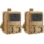 FRTKK 2 Pack Molle Pouches - Tactical Compact Water-Resistant EDC Pouch Small Utility Pouch Bags (Patch Included) (2 Pack-Tan)