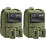FRTKK 2 Pack Molle Pouches - Tactical Compact Water-Resistant EDC Pouch Small Utility Pouch Bags (Patch Included) (2 Pack-Army Green)