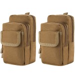 FRTKK 2 Pack Molle Pouches - Tactical Compact Water-Resistant EDC Pouch Small Utility Pouch Bags (Patch Included) (2 Pack-Tan 2)