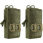 FRTKK 2 Pack Molle Pouches - Tactical Compact Water-Resistant EDC Pouch Small Utility Pouch Bags (Patch Included) (2 Pack-Army Green 3)
