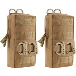 FRTKK 2 Pack Molle Pouches - Tactical Compact Water-Resistant EDC Pouch Small Utility Pouch Bags (Patch Included) (2 Pack-Tan 3)