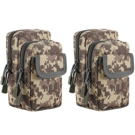 FRTKK 2 Pack Molle Pouches - Tactical Compact Water-Resistant EDC Pouch Small Utility Pouch Bags (Patch Included) (2 Pack-ACU 2)