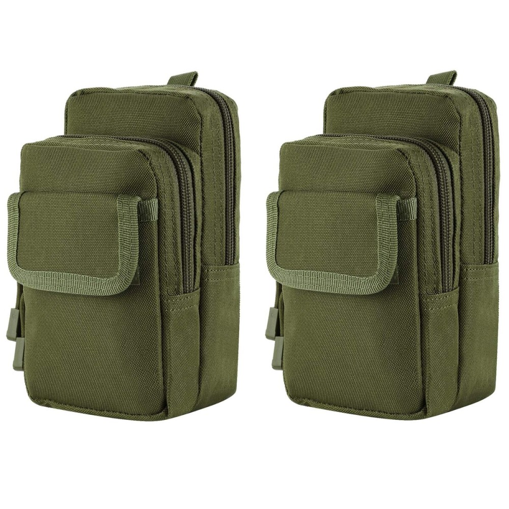 FRTKK 2 Pack Molle Pouches - Tactical Compact Water-Resistant EDC Pouch Small Utility Pouch Bags (Patch Included) (2 Pack-Army Green 2)