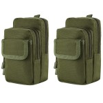 FRTKK 2 Pack Molle Pouches - Tactical Compact Water-Resistant EDC Pouch Small Utility Pouch Bags (Patch Included) (2 Pack-Army Green 2)