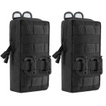FRTKK 2 Pack Molle Pouches - Tactical Compact Water-Resistant EDC Pouch Small Utility Pouch Bags (Patch Included) (2 Pack-Black 3)