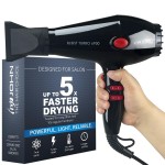 JOHN Super Fast Drying Hair Dryer, Ionic 2200W Professional Salon Blow Dryer, 2 Concentrator Nozzles, Blast Turbo 6900, Black