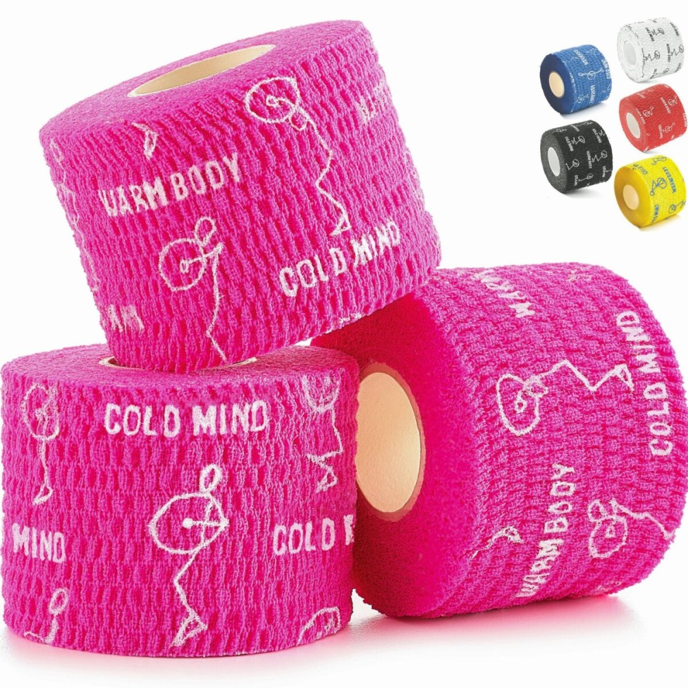 WARM BODY COLD MIND 1.85 Weightlifting Thumb Tape - Hook Grip Tape for Powerlifting, Cross Training, Gym Tape, Workout, Weight Lifting Tape, Athletic Finger Wrap (Pink 3 Rolls)