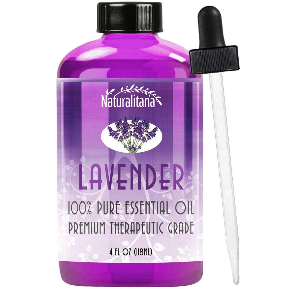 Naturalitana Lavender Essential Oil - Therapeutic Grade for Aromatherapy, Soap, Bath Bombs, Candles, Relaxation, Dropper - 4 fl oz - Lavender Oil