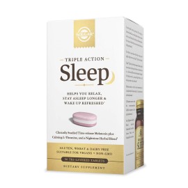 Solgar Triple Action Sleep, 90 Tri-Layer Tablets - Time-Release Melatonin & L-Theanine Plus Herbal Blend - Helps You Relax - Non-GMO, Gluten Free - 90 Servings