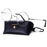 Brigtlaiff Round Blue Light Blocking Glasses for Men Women (Silver Frame)
