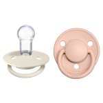 BIBS Pacifiers - De Lux Collection | BPA-Free Round Nipple | Silicone | Made in Denmark | Set of 2 Ivory/Blush Color Premium Soothers | Size One Size
