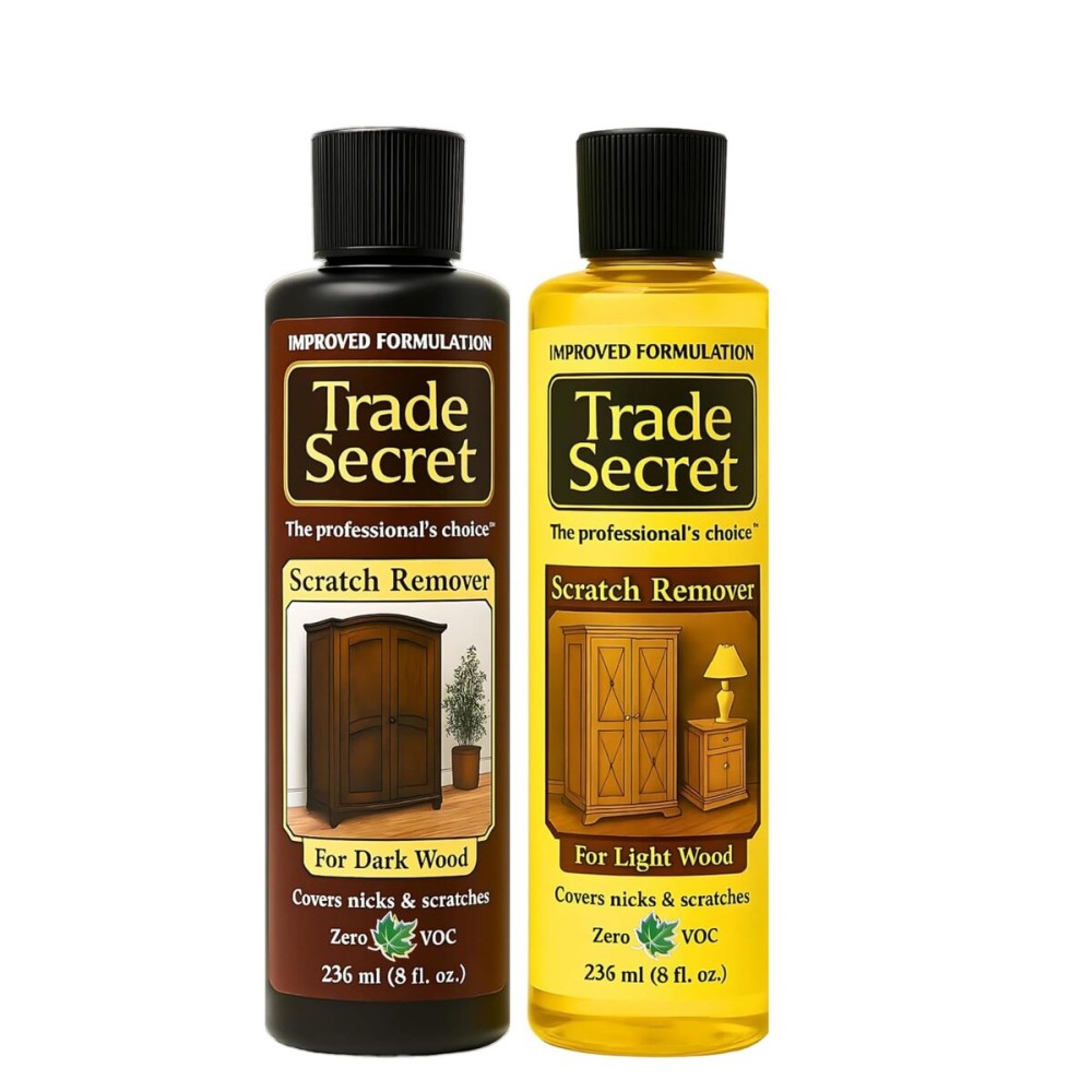 Trade Secret Scratch Concealer for Real Wood Furniture and Floor Cover Nicks and Scratches on Wood Surfaces, Hides Minor Defects (Light and Dark)