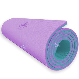 Hatha Yoga Extra Thick TPE Yoga Mat - 72x 32 Thickness 1/2 Inch -Eco Friendly SGS Certified - With High Density Anti-Tear Exercise Mats For Home Gym Travel & Floor Outside(Purple/Green)
