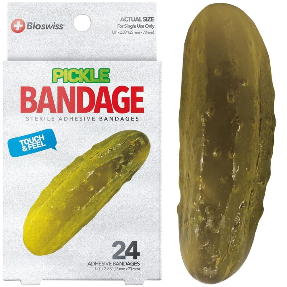 BioSwiss Bandages, Pickle Shaped Self Adhesive Bandage Set, Latex Free, Sterile Wound Care, 24 Count