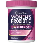 Doctor\'s Recipes Probiotics for Women, 100 Billion CFU 32 Strains, with Prebiotic Fiber, Enzymes & Cranberry, No Yeast, Shelf Stable, Delayed Release, 30 Caps