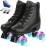 Jessie PU Leather Skates - Premium Adjustable Four-Wheel Roller Skates for Women, Men, Boys & Girls (Flash Wheel, Women\'s 9 / Men\'s 7.5)