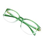 VisionGlobal Blue Light Blocking Glasses for Women, Anti Eyestrain, Computer Reading, TV Glasses, Stylish Square Frame, Anti Glare(Clear Green,+5.25 Magnification)