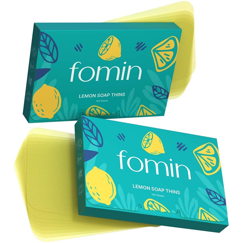 FOMIN - Antibacterial Paper Soap Sheets for Hand Washing - (200 Sheets) Lemon Portable Travel Soap Sheets, Dissolvable Camping Mini Soap, Portable Hand Soap sheet