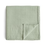 mushie Muslin Baby Swaddle Blanket | 100% Organic Cotton (Sage)