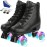 Jessie PU Leather Roller Skates for Women, Men, Boys and Girls - Adjustable Four-Wheel Premium Skates for Outdoor and Indoor Use (Flash Wheel, Women\'s 8.5/ Men\'s 7)