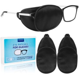 eZAKKA Eye Patches for Adults Kids, Eye Patch for Glasses, Medical Soft Eye Patch for Lazy Eye Amblyopia Strabismus and After Surgery (Black+Black)