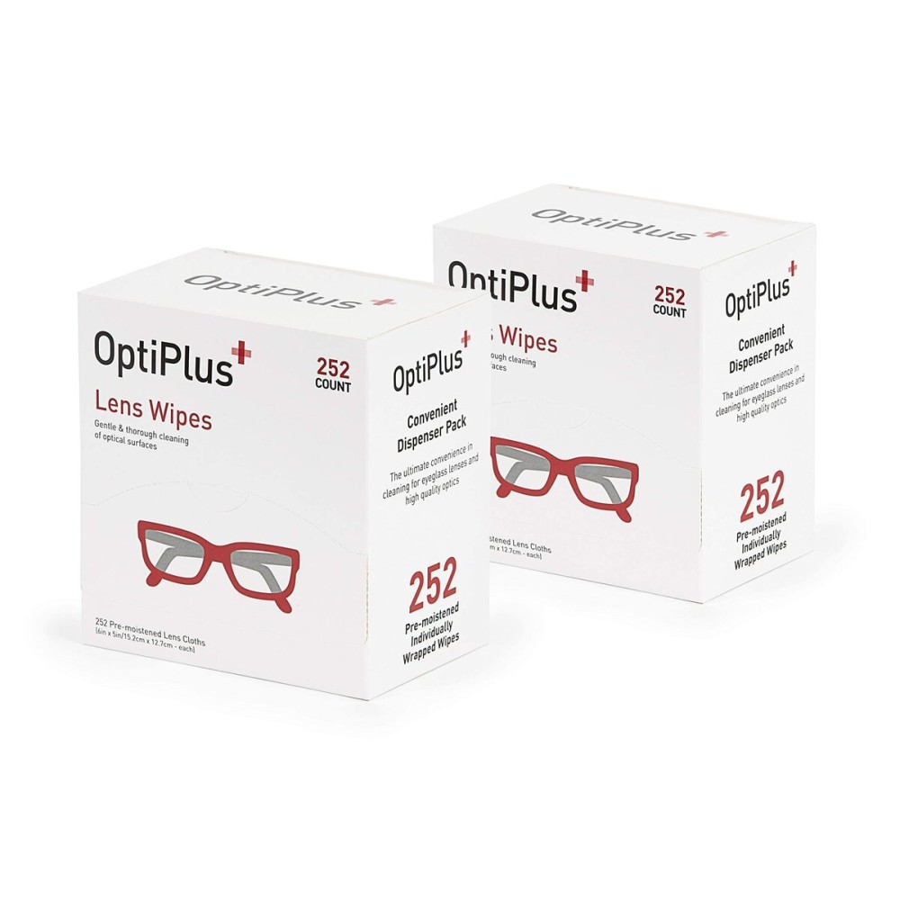 OptiPlus Eyeglass Lens Wipes l Pre-Moistened l Cleaning Wipes for Glasses, Smart Phones, Optical Lens, Goggles, and Watch Screen l Quick-Dry & Scratch-Free | 252 Count (504 Count (Pack of 1))