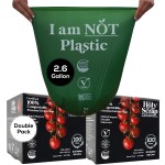 HOLY SCRAP! Small Compostable Trash Bags - 2.6 Gallon, 200 Pack, 100% Plastic-Free Decomposing Kitchen Food Waste Trash Can Bags & Liners, Thick Countertop Garbage, Bathroom & Bio Bin Bags