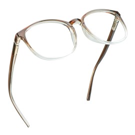 LifeArt Blue Light Blocking Glasses, Computer Reading Glasses, Gaming Glasses with Spring Hinge, TV Glasses for Women Men, Anti Glare (Clear Brown, 1.75 Magnification)
