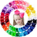 Oaoleer Hair Bows Clips Grosgrain Ribbon Bows Hair Alligator Clips Hair Barrettes Hair Accessories for Girls Toddler Infants Kids Teens Children (8inch)