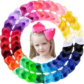 Oaoleer Hair Bows Clips Grosgrain Ribbon Bows Hair Alligator Clips Hair Barrettes Hair Accessories for Girls Toddler Infants Kids Teens Children (8inch)